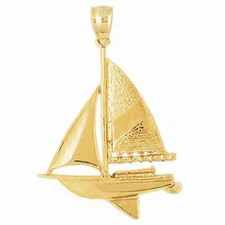 New 14k Yellow Gold Sailboat Pendant