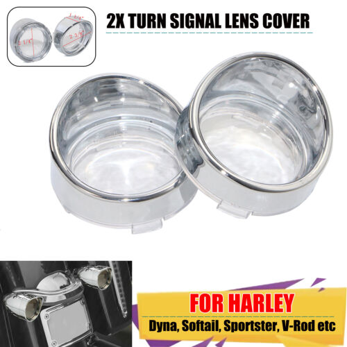 Chrome Visor Ring Turn Signal Light Clear Lens For Harley Heritage Softail FLSTF - Picture 1 of 5