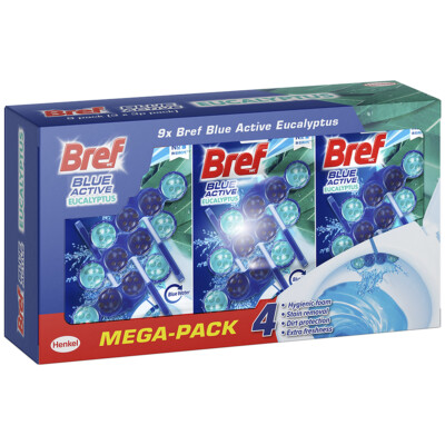 Bref Blue Active Eucalyptus Rim Block Toilet Odour Hygienically Cleaner ...