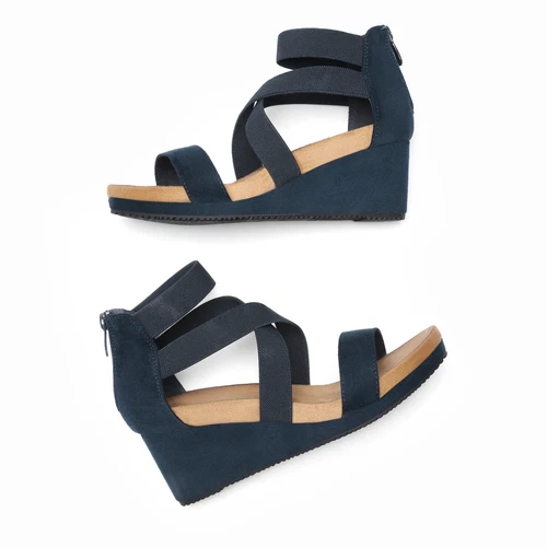 Women Casual Platform Wedge Sandals Open Toe Back Zipper Dress Shoes - Picture 18 of 28