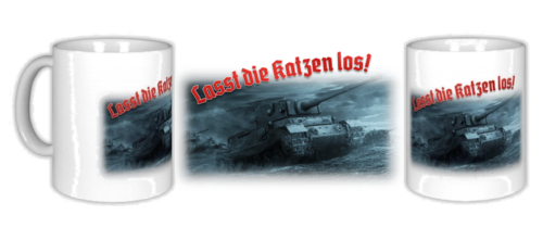 Keramiktasse/ Kaffeepott - Lasst die Katzen los! Panzer - Afbeelding 1 van 1