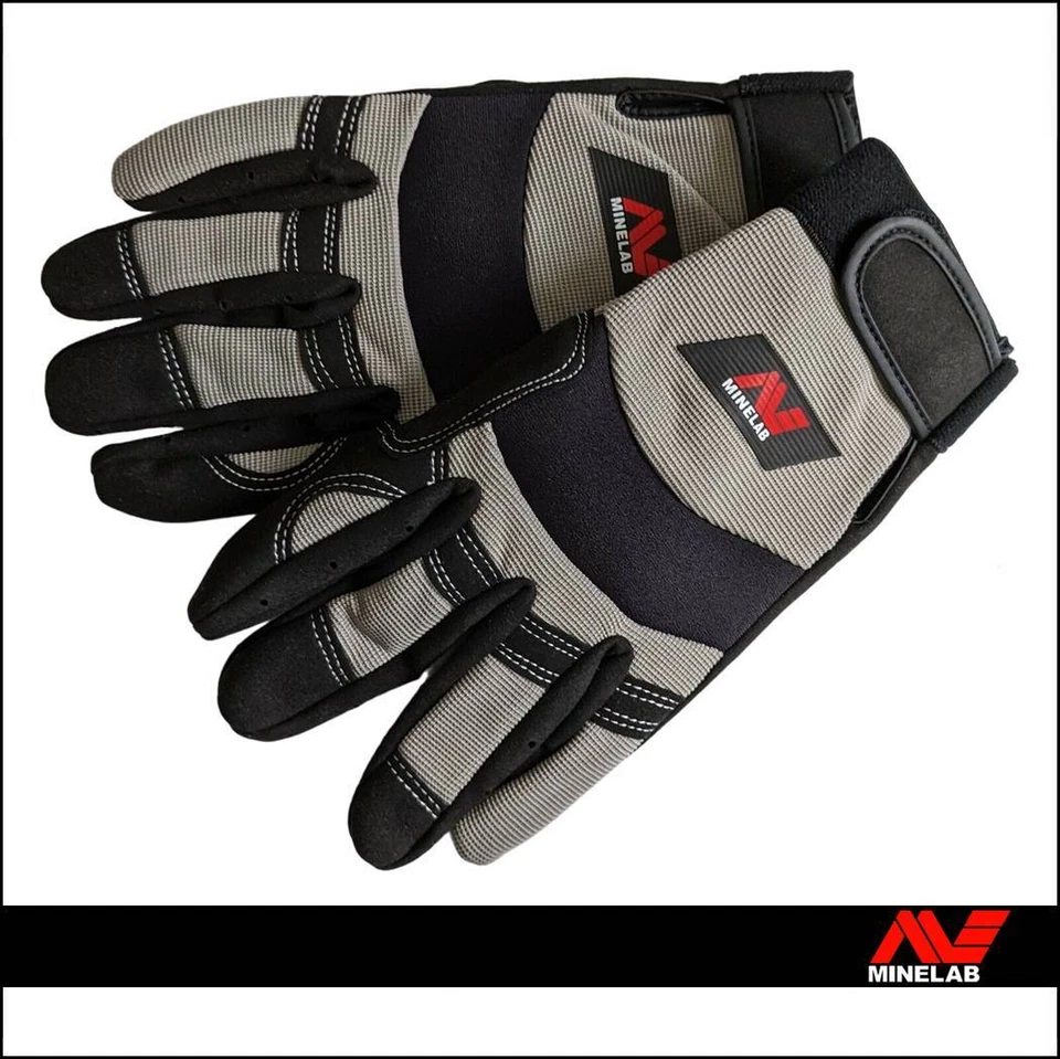 GUANTI MINELAB METAL DETECTOR GIARDINAGGIO PROTEZIONE IMBOTTITI GRIGIO NERO