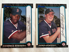 (2) 1999 BOWMAN-DERNELL STENSON # 218-JOHN CURTICE #166 BASEBALL CARDS (RED SOX)
