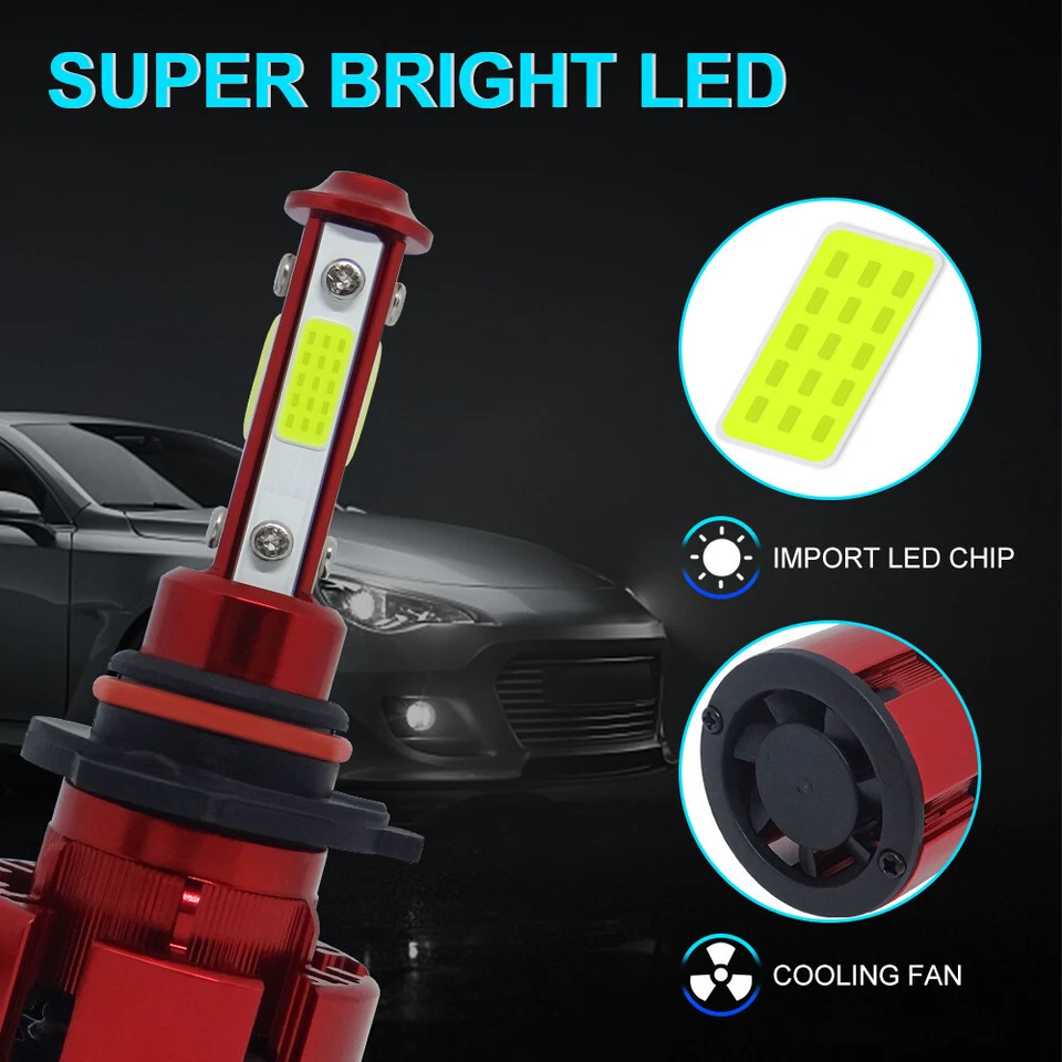 9005 H11 Combo Headlight Fog Bulbs Kit High Low Beam Bright Cool White 6500K COB - Image 4 of 4