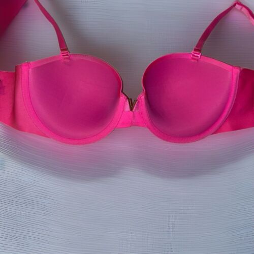 Victoria’s Secret Versatile Multiway Pushup Strapless T-Shirt Bra Hot Pink 34C - Picture 3 of 9