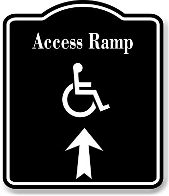 Access Ramp Handicap Up Arrow BLACK Aluminum Composite Sign