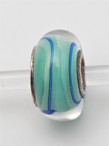 Neu Chamilia BLAU GRÜN WIRBEL Murano Glas & Sterling 925 Silber Perle O-10 $35 - Bild 4 von 6