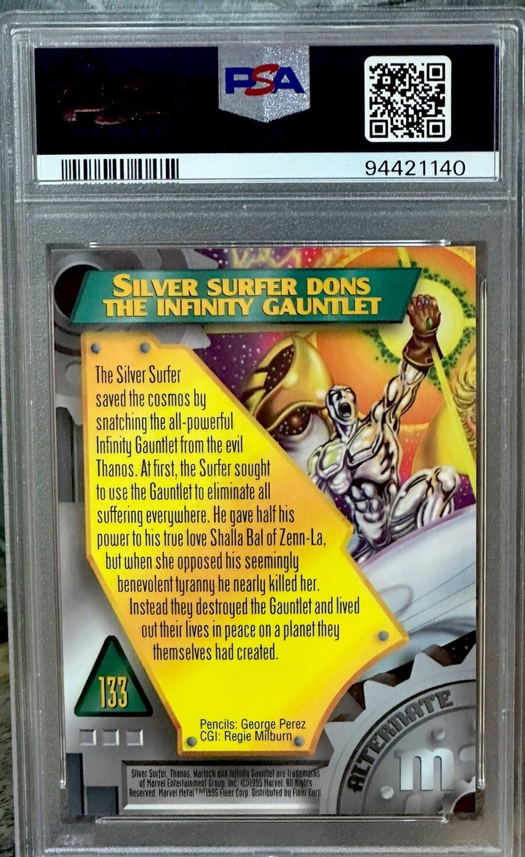 SILVER SURFER PSA GRADED RARE 90's HOLO FOIL MARVEL METAL