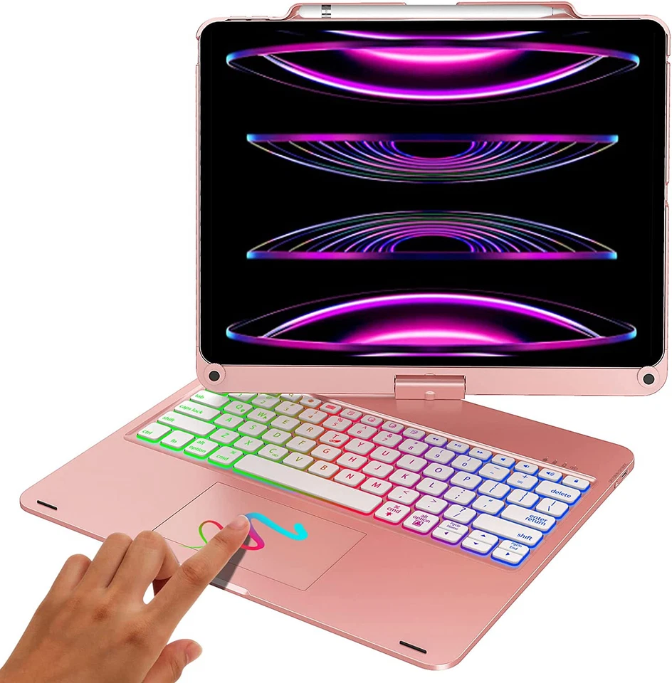 Backlit Touchpad Keyboard Case 360 Rotatable For iPad Pro 12.9'' 6th 5th 4th Gen - Image 2 of 4