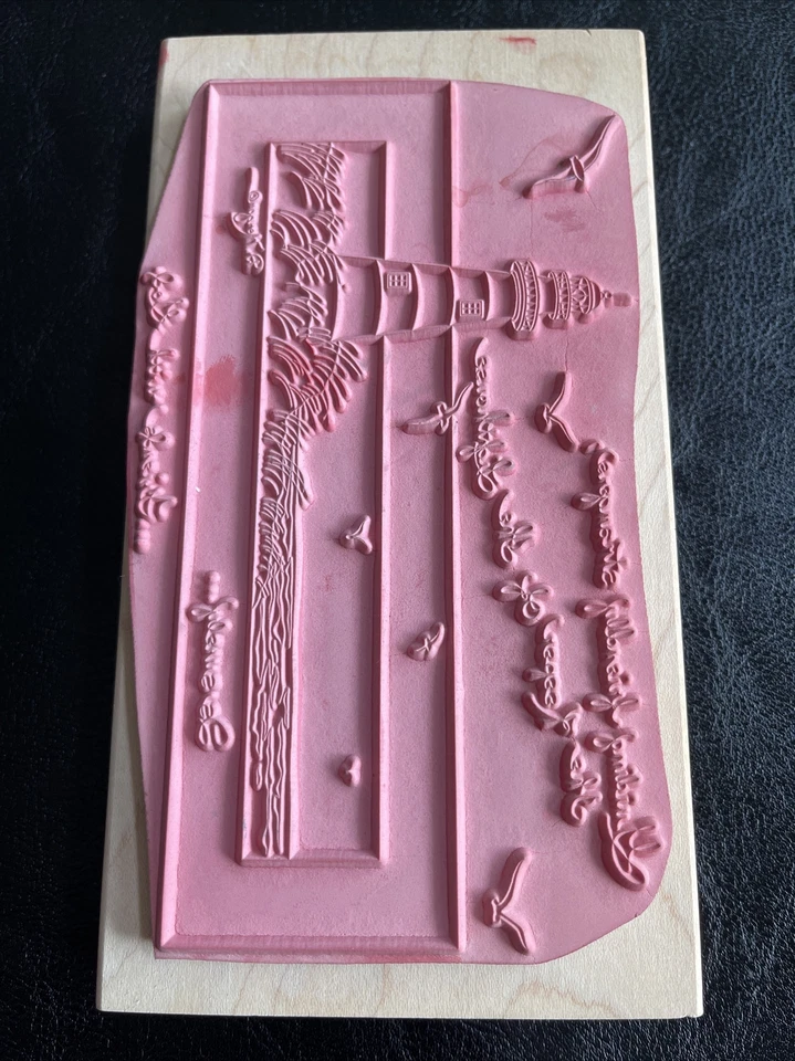 Estampillas Happen D Morgan Light House escena del océano sello náutico de goma de madera Foto 3 de 4