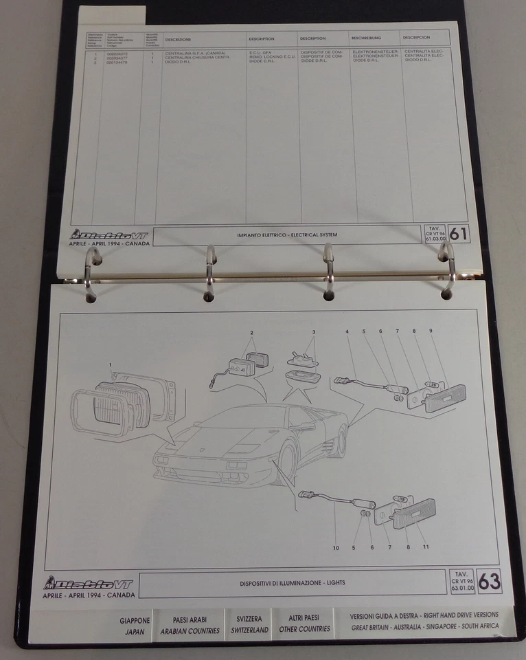 Catálogo de piezas Lamborghini Diablo VT año modelo 1994 versiones nacionales Foto 3 de 4