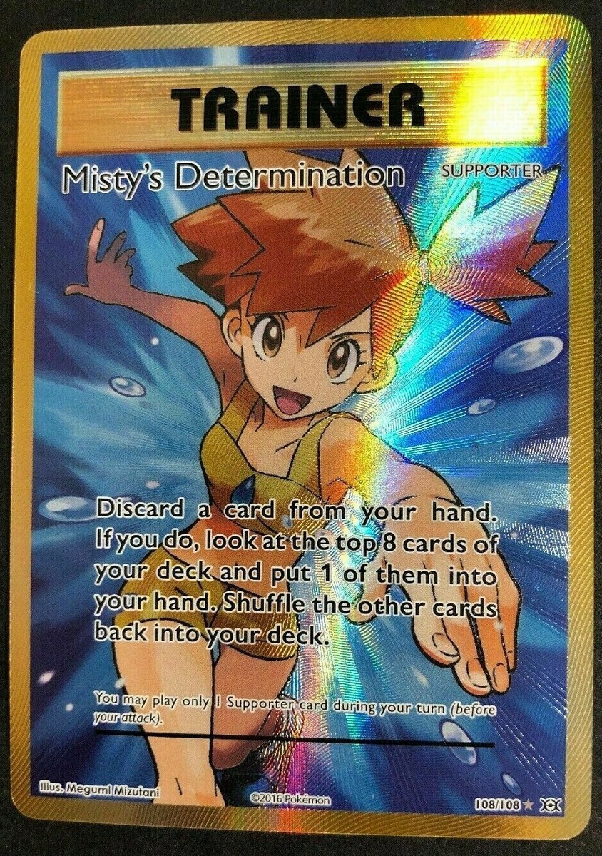 holographic misty trainer card FULL ART Misty's Determination ULTRA RARE 108/108 Holo Foil Pokemon  Evolutions