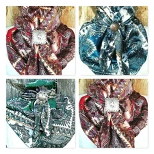 Wild Rag Scarf Western Cowboy Buckaroo Scarves Bandana Cowgirl Silky medallions