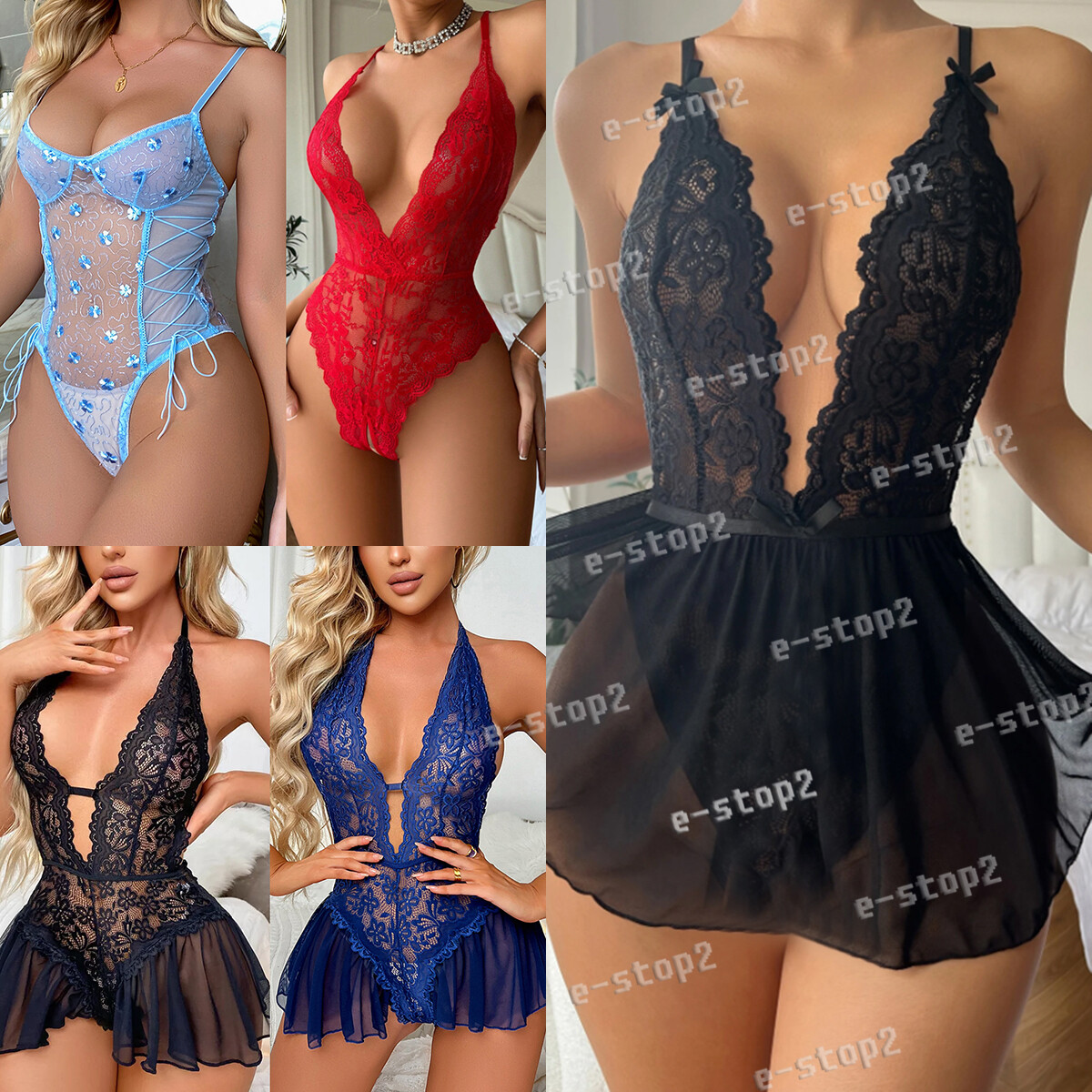 Sexy Mesh Floral Lace Bodysuit Teddy Lingerie for Women