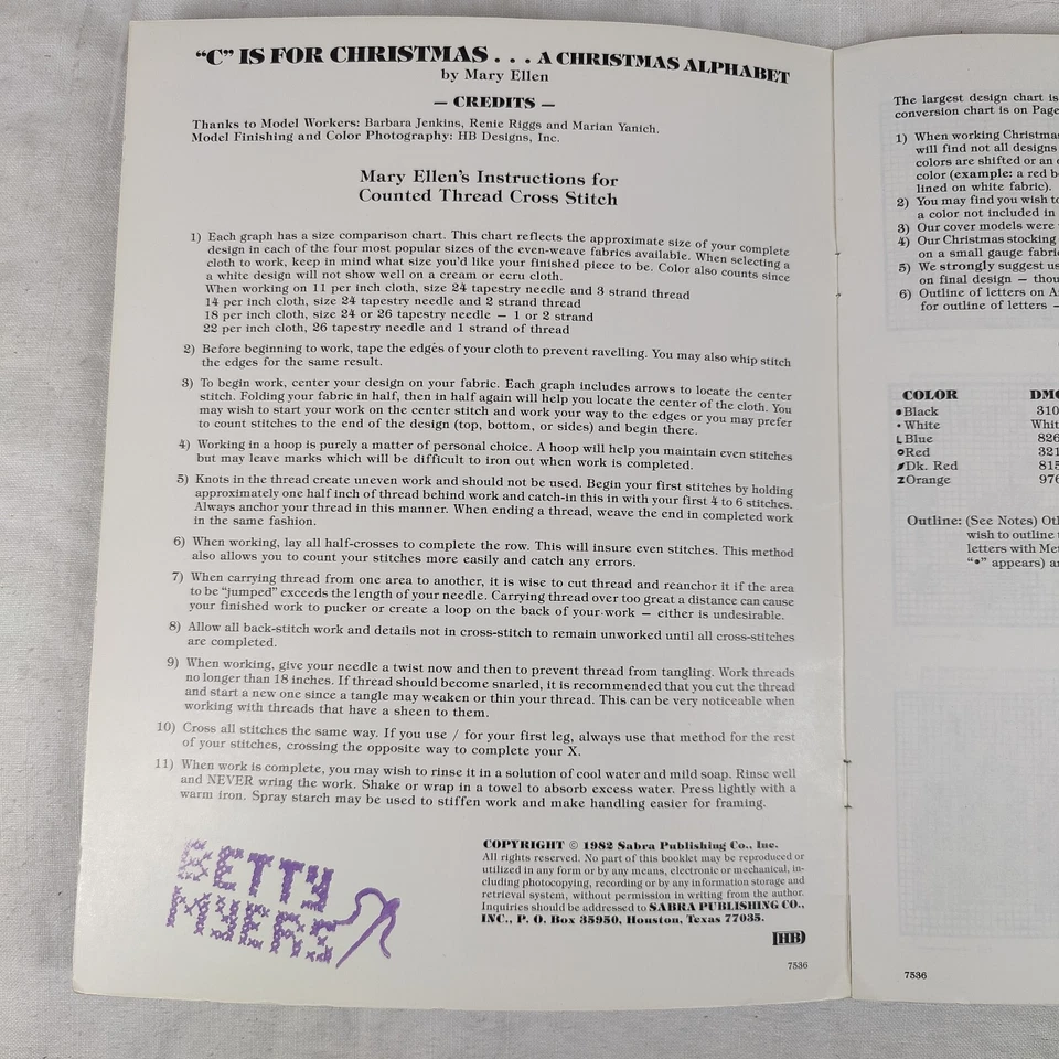 1982 Vtg Christmas Alphabet Design Patterns Needlepoint Cross Stitch Mary Ellen - Image 4 of 4