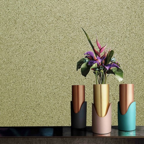 Yellow gold sparkles Chip Stone Natural real Mica Wallpaper rolls Plain Textured - Picture 2 of 11