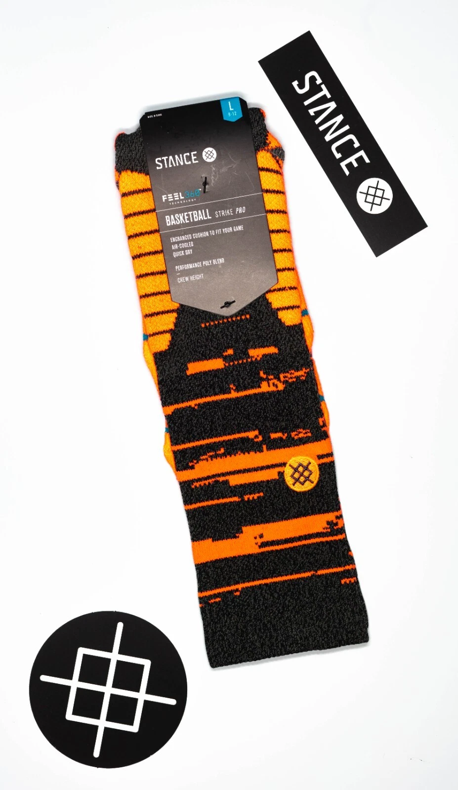 Stance Strike Pro Basketball Socks 'Digital Noise' | L | Crew | NWT | 2019