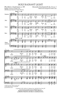 Holy Radiant Light Choral SATB divisi a cappella Alexandre Gretch