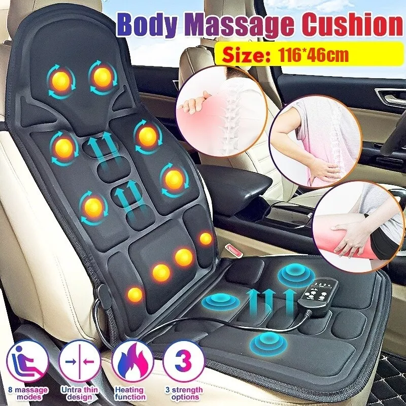 US Car Massage 8mode Chair Pad Seat Cushion Mat Home Office Back Neck  Lumbar Hot