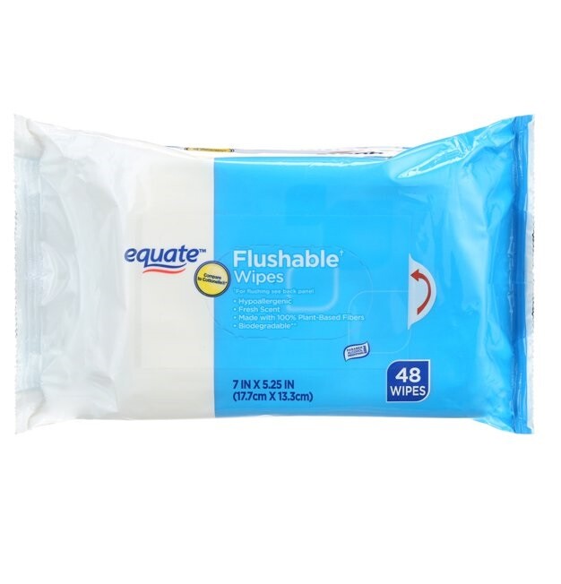 Equate Fresh Scent Flushable Wipes, 6 pack, 48 count 288 total