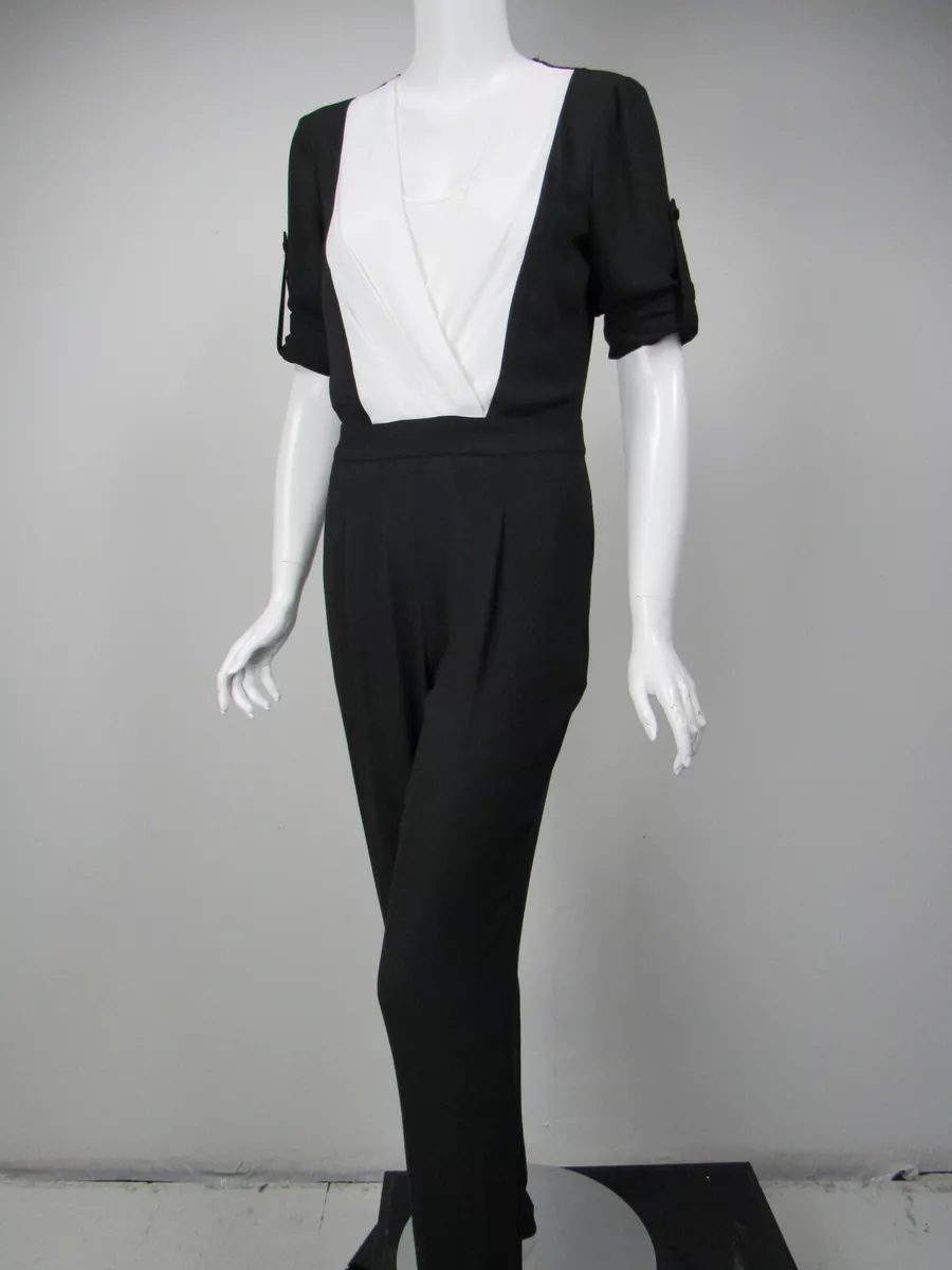 BCBG MAX AZRIA Kailan Black White Draped Front Lightweight
