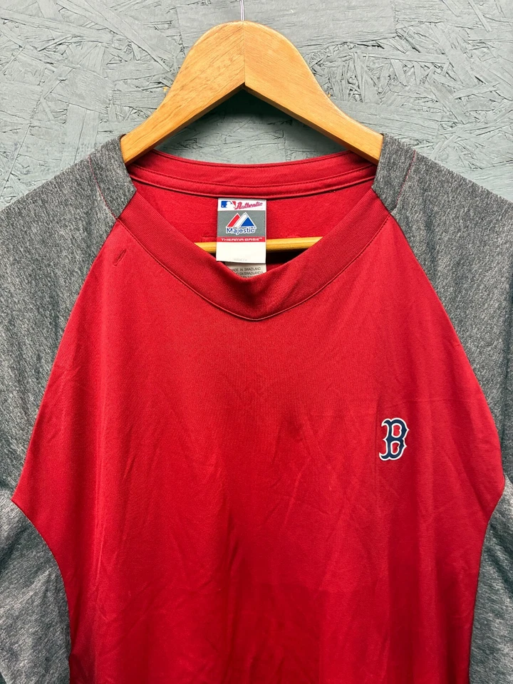 Majestic Boston Red Sox Shirt Men’s XL Red Gray 3/4 Sleeve Therma Base Zip MLB - Image 2 of 4