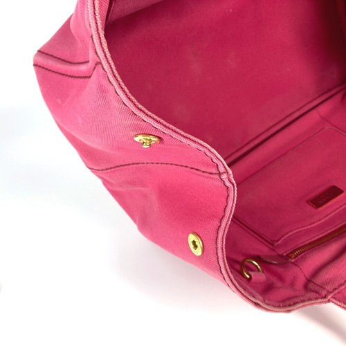 PRADA 1BG642 Canapa logo M Bag Hand Bag Tote Bag Canvas pink - Picture 15 of 18