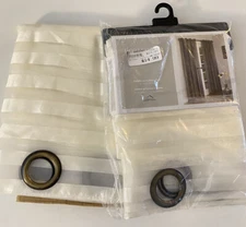 3 Pack HORIZONTAL 163181 Sheer Window Curtains Cream Stripe White Sheer Panel 
