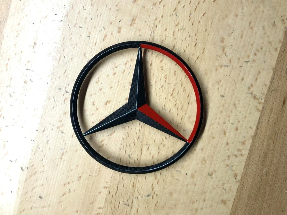 Mercedes-Benz S-класса красный и черный из углеродного волокна OEM задний багажник звезда эмблема CL - Изображение 3 из 4