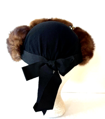 Vintage John Wanamake Real Fur Womens Hat This extravagantly floral trimmed hat is a French made piece  main image 4