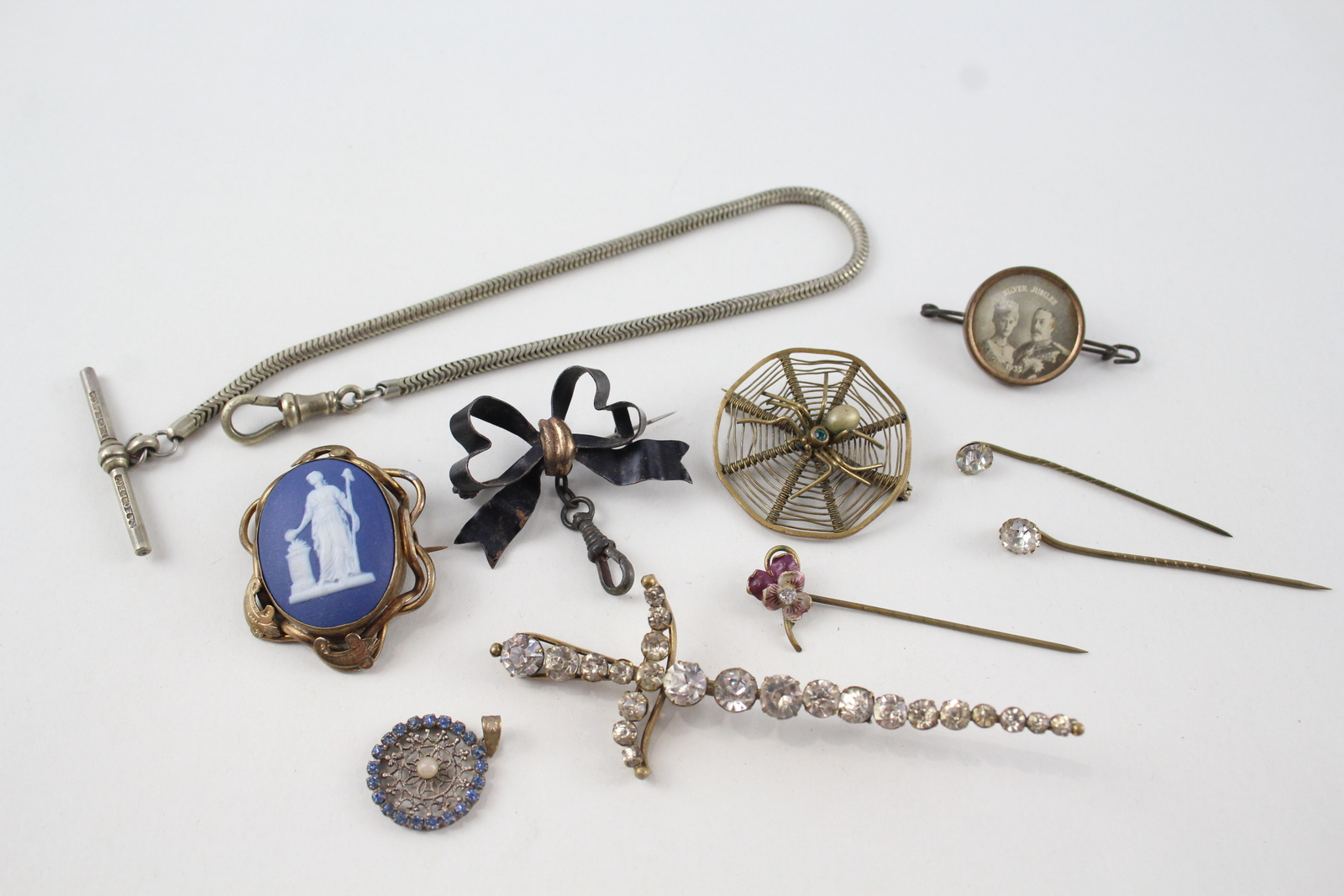 Antique Jewellery Commemorative Nanny Brooch Watch Chain Paste x 10 eBay