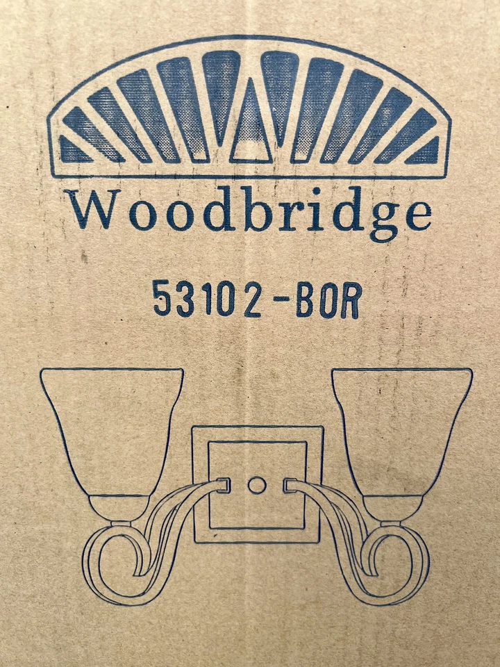 Aplique de baño Woodbridge 53102-BOR Palermo 2 luces, Burdeos. Estado Nuevo Foto 3 de 4