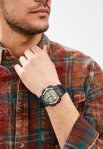 Casio AE-1400WH-9A World Time Illuminator Digital Black Resin Stopwatch Watch - Picture 6 of 10