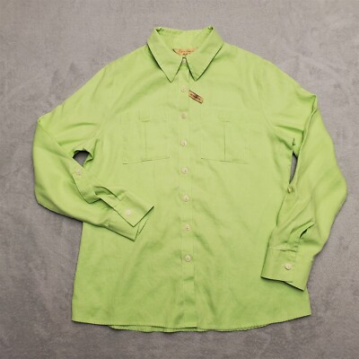 Investments Gold Label Shirt Women 6 Lime Green 100% Hemp Long Sleeve  Button Top | eBay