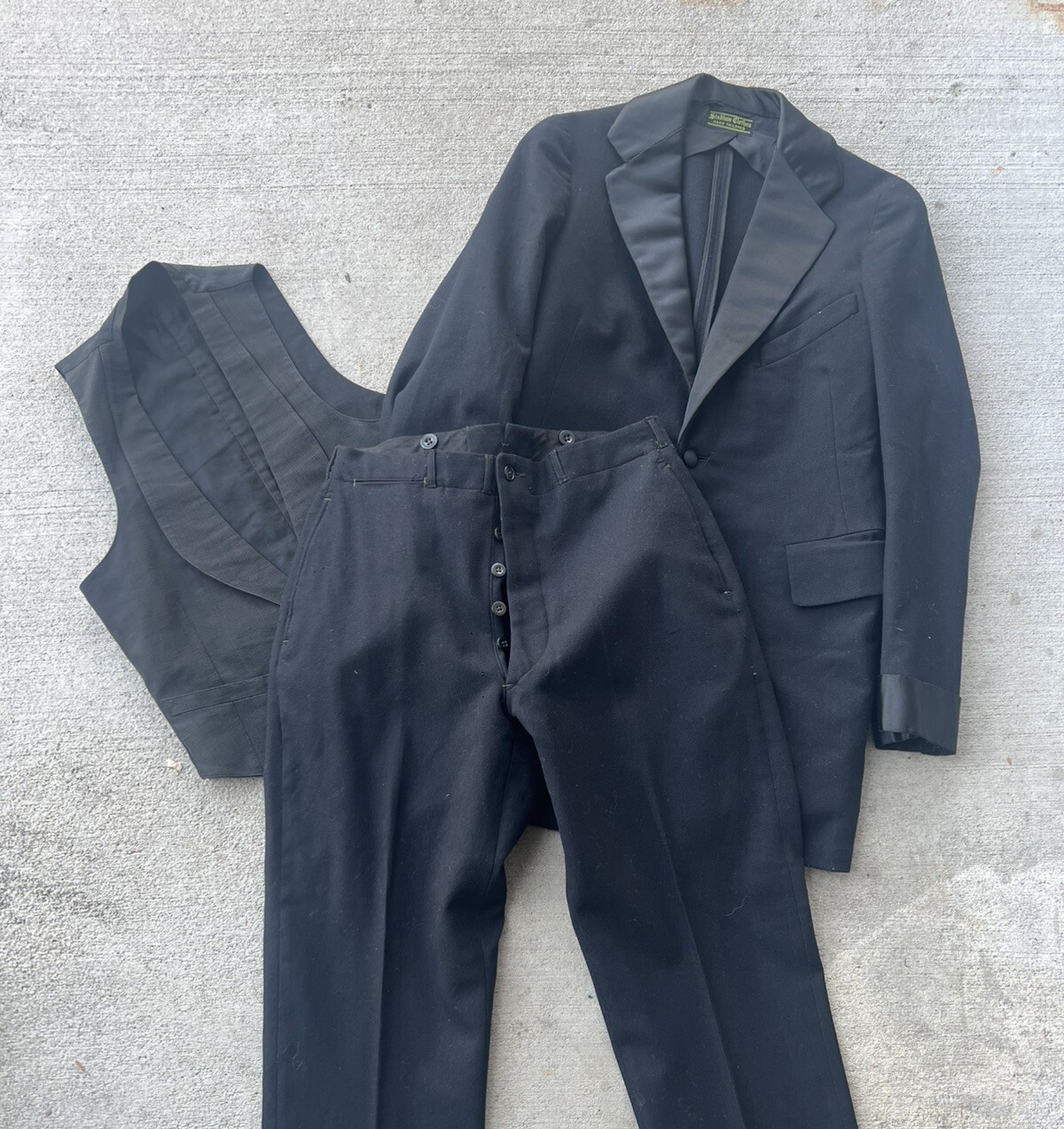 1920's 3 PC Tuxedo suit mens vintage clothing 28x28 30R