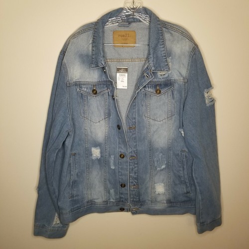 Rue 21 Mens Ripped Jean Jacket NWT Size 