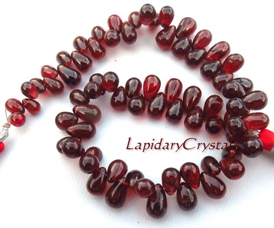 Natural African Mozambique Smooth Garnet Teardrop Gems Beads 9Inch 6-9mm LC-1697