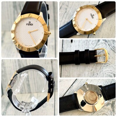 FENDI 2000G Zucca pattern gold men's watch Used From Japan Check