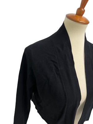 Calvin Klein Women's 3/4 Sleeve Black Crop Open Front
