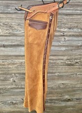 "Handgemachte Wildleder Leder Fransen Western Cowboy Chaps Einheimische Reiten Geschenke"