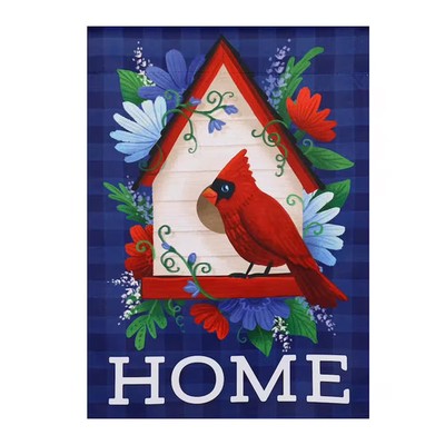MEADOW CREEK DECORATIVE GARDEN FLAG   CARDINAL ''HOME''  12.5'' X 18'' NWT
