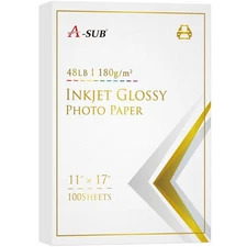 100 Sheets 11x17 Inch Glossy Photo Paper 48lb 180gsm for Inkjet Printers