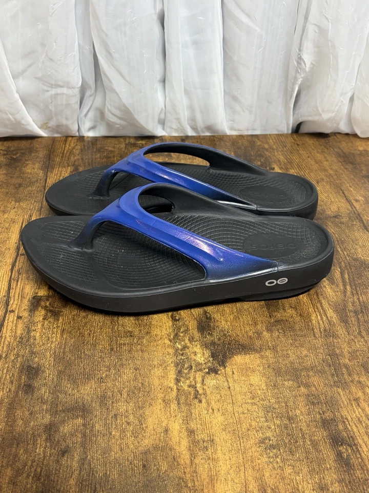 OOFOS OLala 豪华蓝色 Jay 拖鞋凉鞋懒人鞋女式 8 码 US/39 EU — 第 2/4 张图片