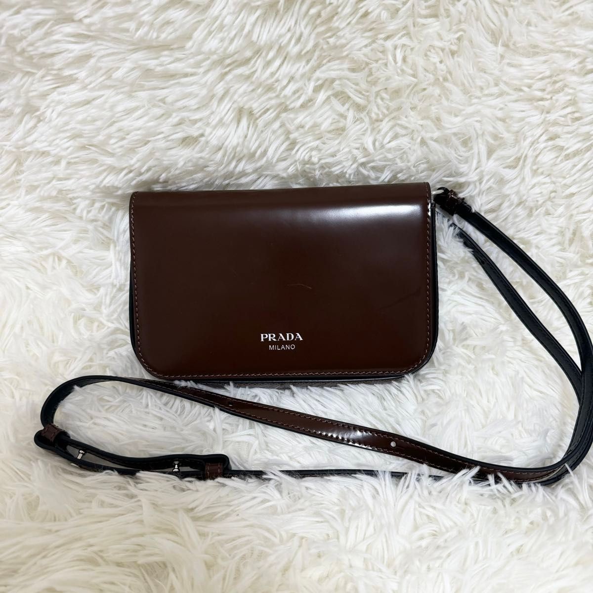 PRADA Shoulder Bag Leather Brown 2VD061 All-Leather Crossbody Bag Auth from JP thumbnail 2
