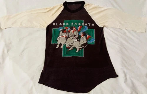 Black Sabbath Raglan 3/4 Sleeve Tour Band Size 1980s vintage concert t-shirt, vintage, size S, single stitch, B+ condition