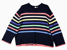 GAP Long Sleeve Multi Color Women's Sweater Size L 100 Cotton Preppy Casual