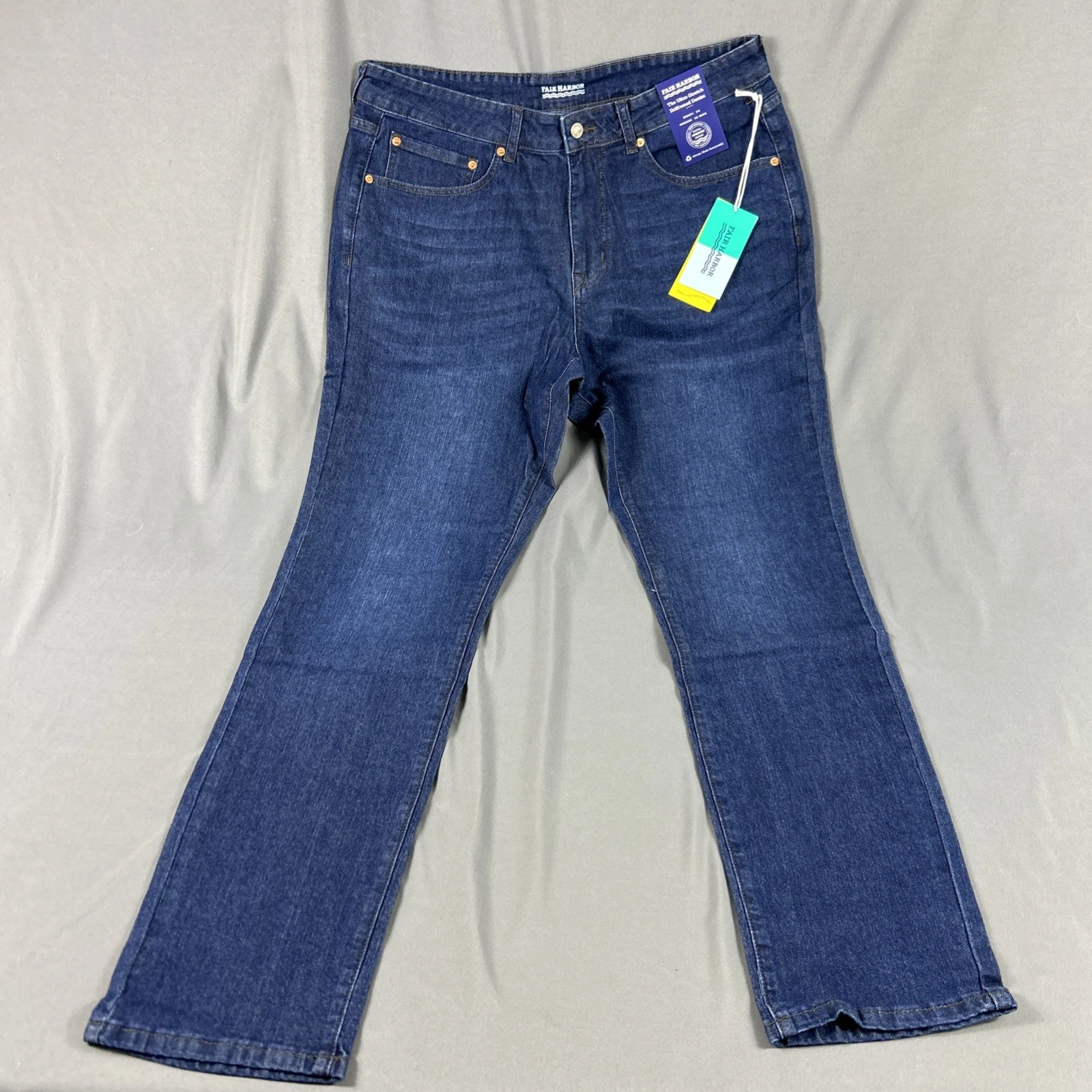 Fair Harbor Jeans Driftwood Denim 34 x 32 Cotton Polyester Rayon NWT MSRP $158