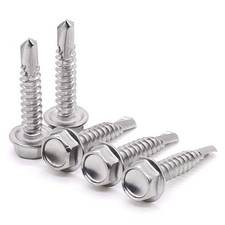 100 PCS 10x1/2" 410 Stainless Hex Washer Head Self Tapping Drilling Screws