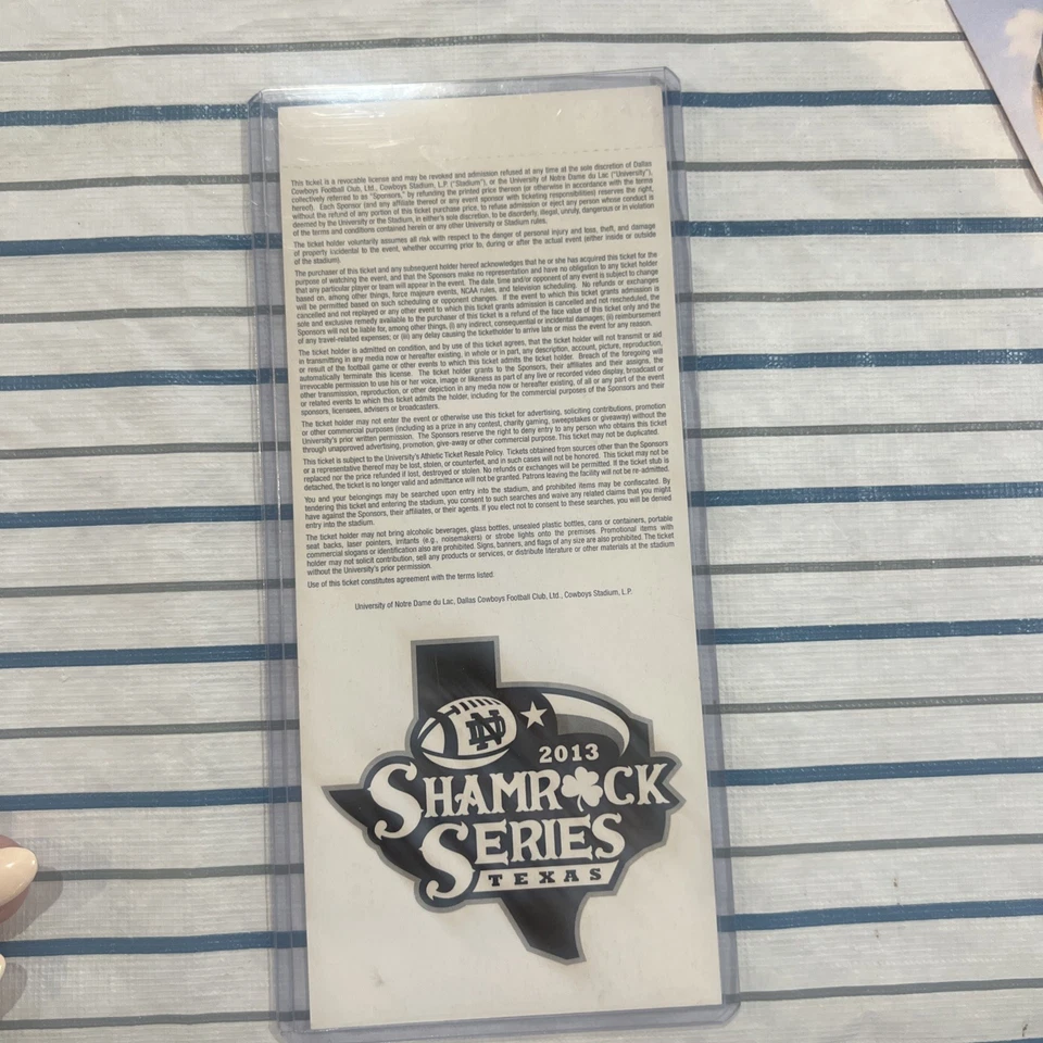 2013 Notre Dame vs. Arizona State Shamrock series Full ticket  - Image 2 of 2