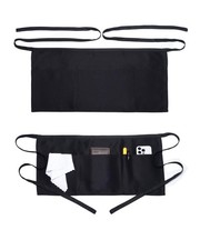 2 Pack Server Apron with 4 Pockets, Waitress Waiter Waist WaterDrop Resistant...